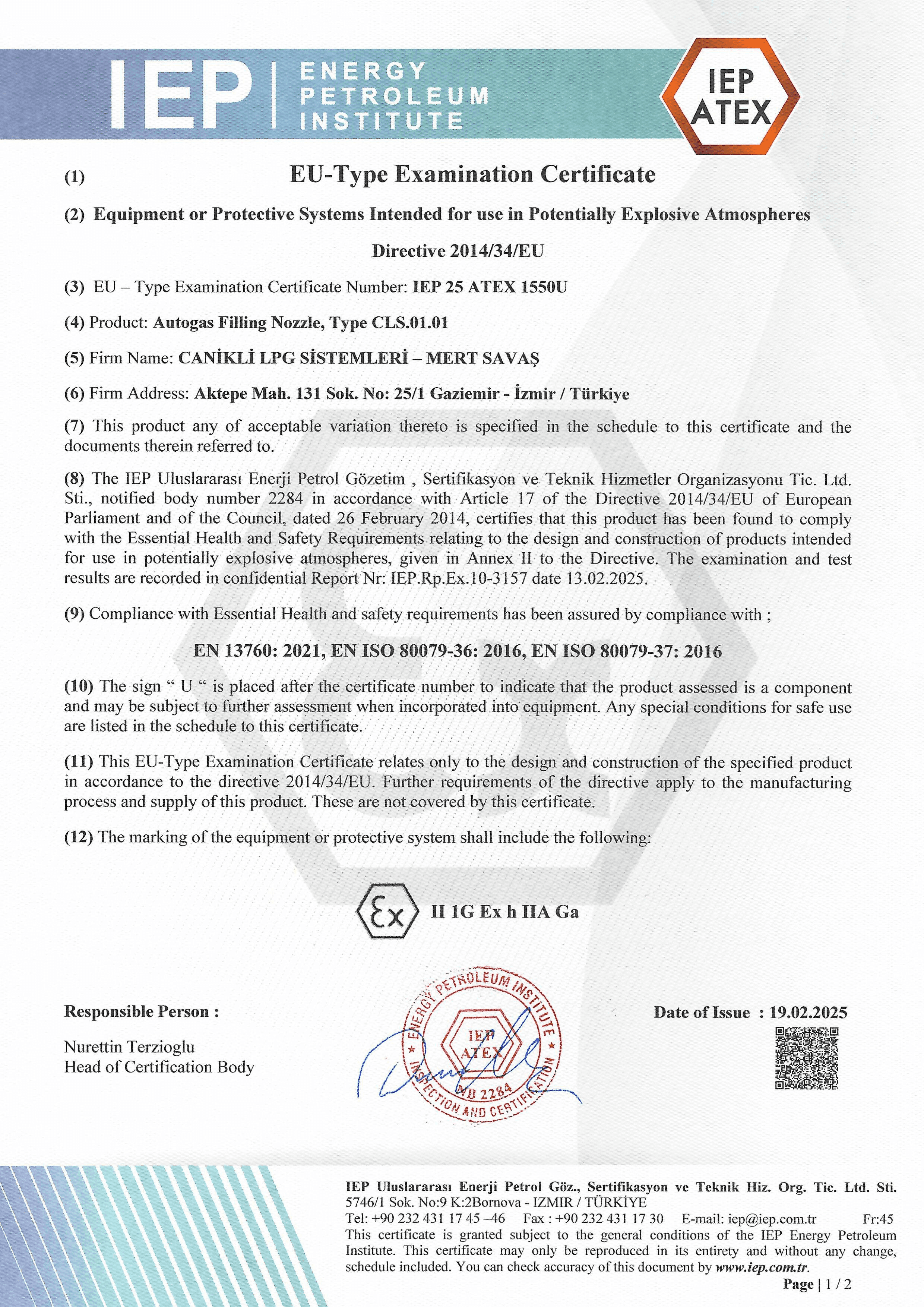 EU-Type-Examination-Certificate
